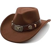 Western Cowboy Hat for Men Cowgirl Hat for Women Unisex Wide Brim Felt Fedora Hats Classic Cowboy Hats
