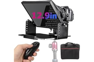 Moman Teleprompter, MT12 Metal Prompter Kit 12 inch for 12.9inch iPad Tablets with APP Remote Control for DSLR Camera Camcorder Smartphone Mobile, Tablet-Teleprompter-Autocue-Camera-Prompting(12inch)