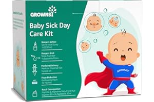 GROWNSY Baby Sick Day Prep Kit, Includes Nasal Aspirator for Baby, Saline Nasal Spray, Day & Night Chest Rub-2 Packs, Baby Medicine Dispenser and Fever Patch for Kids