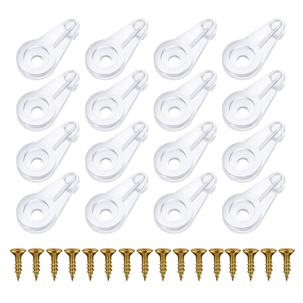 HLIWS 80 pcs Transparent Glass Door Retainer Clips Kit, Mirrors Clips, 4mm Plastic Glass Mirror Clips with Gold Screws for Glass Cabinet,Cabinet Doors