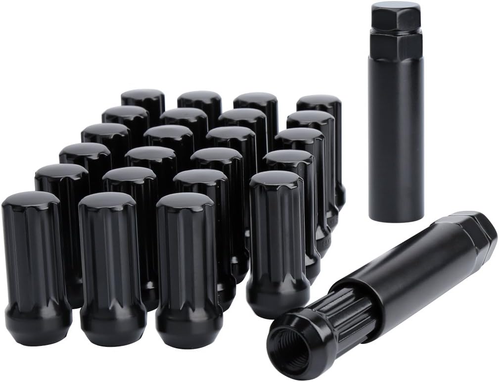 Dynofit 14mmx1.5 Wheel Lug Nuts, 24x Black M14x1.5 Lug Nut, Conical