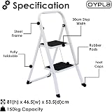 Oypla Foldable 2 Step Ladder Non Slip Steel Stepladder view 2