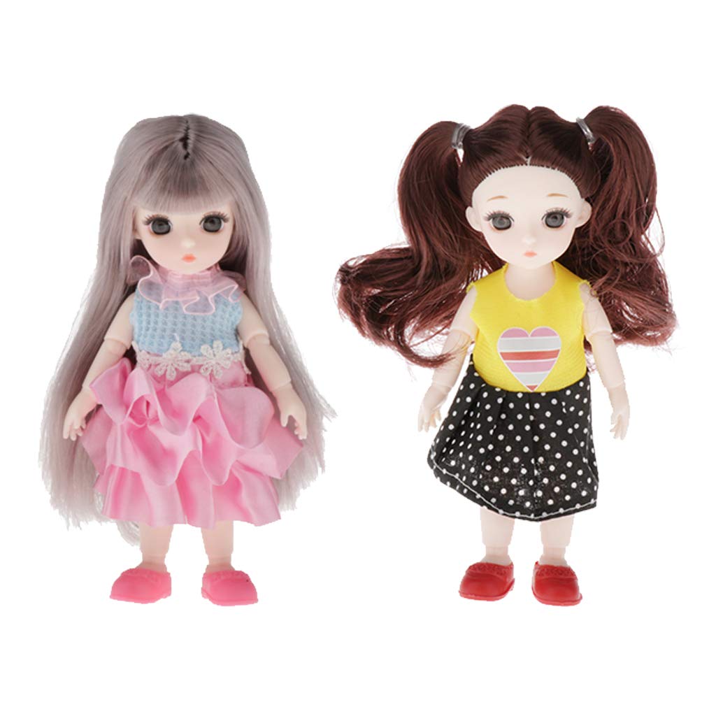 LoveinDIY Adorable 16cm 13 Joints 1/12 BJD Gril Doll 3D Eyes White Skin Kids Toys