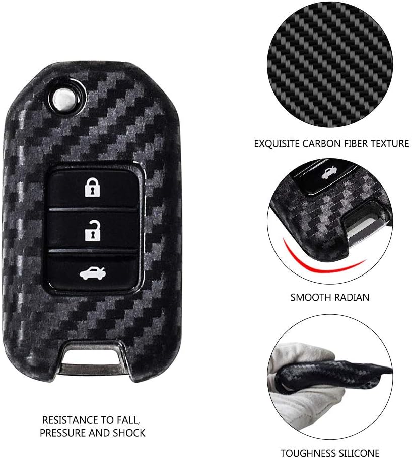 Ceyes Carbon Fiber Texture Protective Key Cover Car Smart Key Cover Car Remote Key Fob Cover