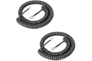 Lativu Phone Cord for Landline, 2 Pack Telephone Cord, 4.5 Ft Uncoiled(0.72 Ft Coiled), Telephone Cords for Landline Phones RJ9 4P4C, Phone Cable for All Corded Phones, Black