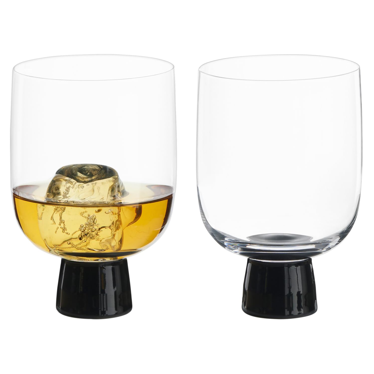 Anton Studio Designs Oslo Handmade DOF Tumblers for Whiskey, Spirits or Water - 300 ml - Black - Set of 2 Elegant Drinking Glasses