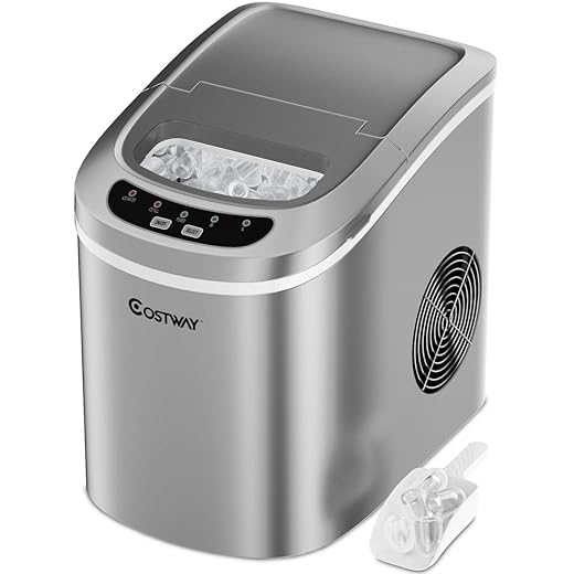 Costway Ice Maker For Countertop, Ice Cubes Ready In 6 Mins, Portable &Amp; Compact Ice Maker Machine With Ice Scoop, 26Lbs/24H