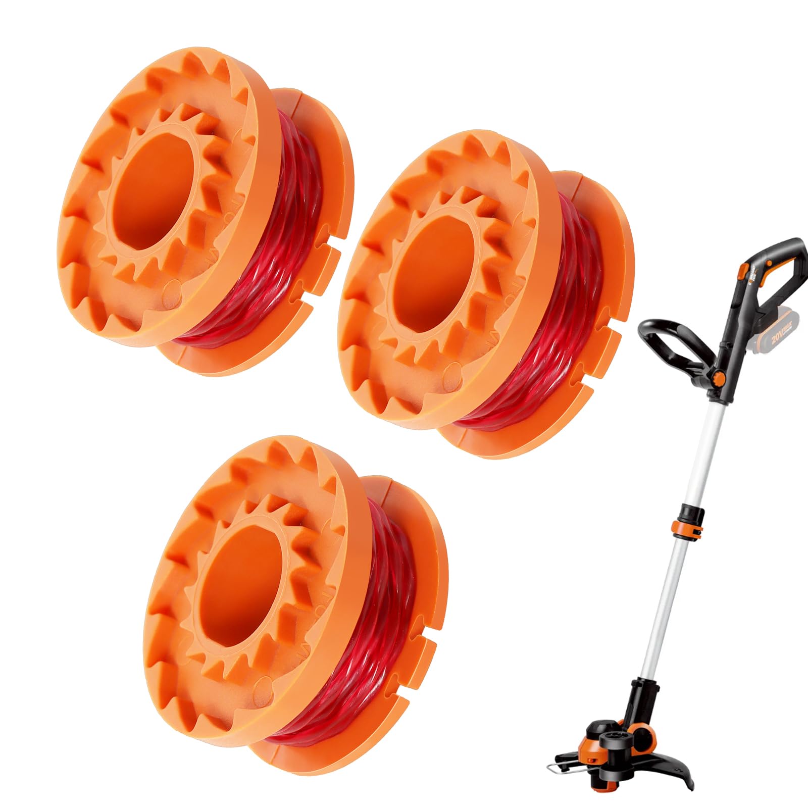 Strimmer Spool Compatible with Qualcast Worx Grass Trimmers Replace CGT183A, CGT18LA1, WA0004,WG150, WG151, WG152, WG153 by Poweka (Pack of 3)