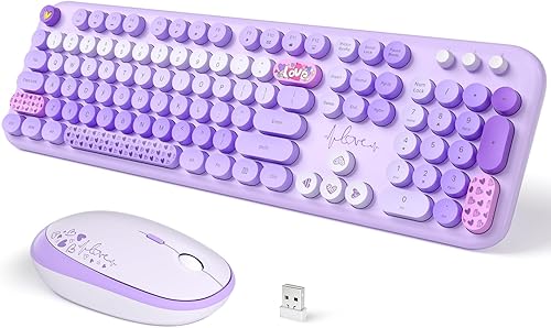 Wireless Keyboards And Mouse Combos, Colorful Typewriter Keyboard With Round