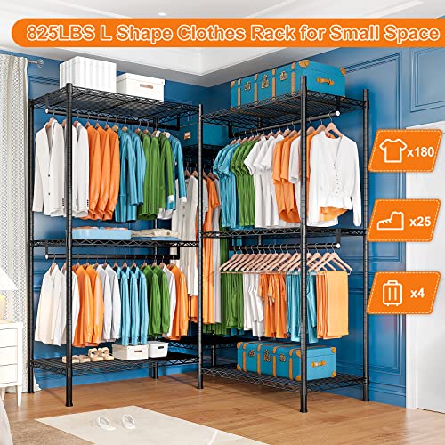 Raybee Heavy Duty Clothes Rack for Hanging Clothes, 825LBS L Shape