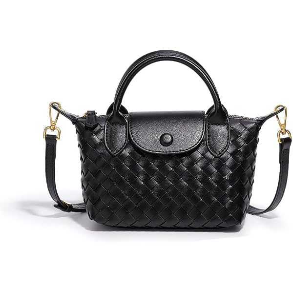 Waiyqju Mini Sac à Main En Cuir Tressé Luxe Femme - Sac Bandoulière Élégant Avec Poignée
