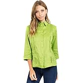 Mojito Women's Premium Linen Guayabera Shirt – 3/4 Sleeve Traditional 4-Pocket Style