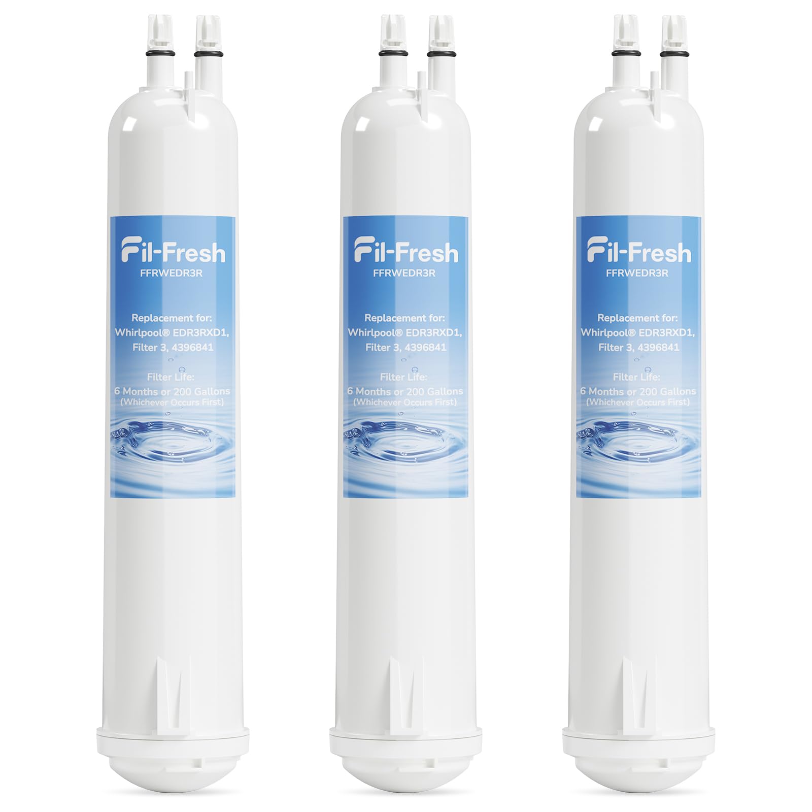 Photo 1 of Fil-Fresh EDR3RXD1 Refrigerator Water Filter Replacement for EveryDrop® Filter 3, Whirlpool® 4396841, 4396710, Kenmore® 46-9083, 46-9030, 9030, 9083, Fridge Water Filter, 3 Packs
