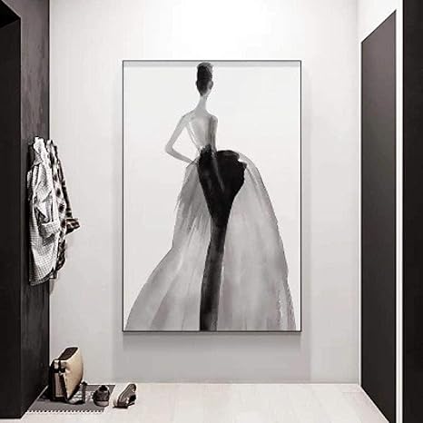 Amazon キャンバス画像hdモダンキャンバス絵画水墨画白黒キャラクターファッション女性北欧スタイルのリビングルームの装飾x30cmフレームなし ウォールステッカー オンライン通販