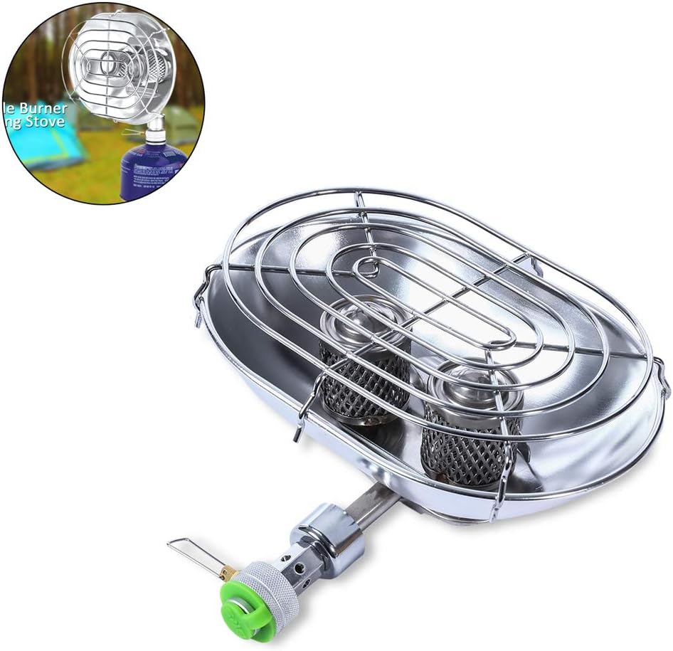 ZhiWei Portable Double Head Gas Heater Warmer Heating Stove Outdoor Gas Heater for Tent Winter Ice Fishing Camping Equipment Brs-H22