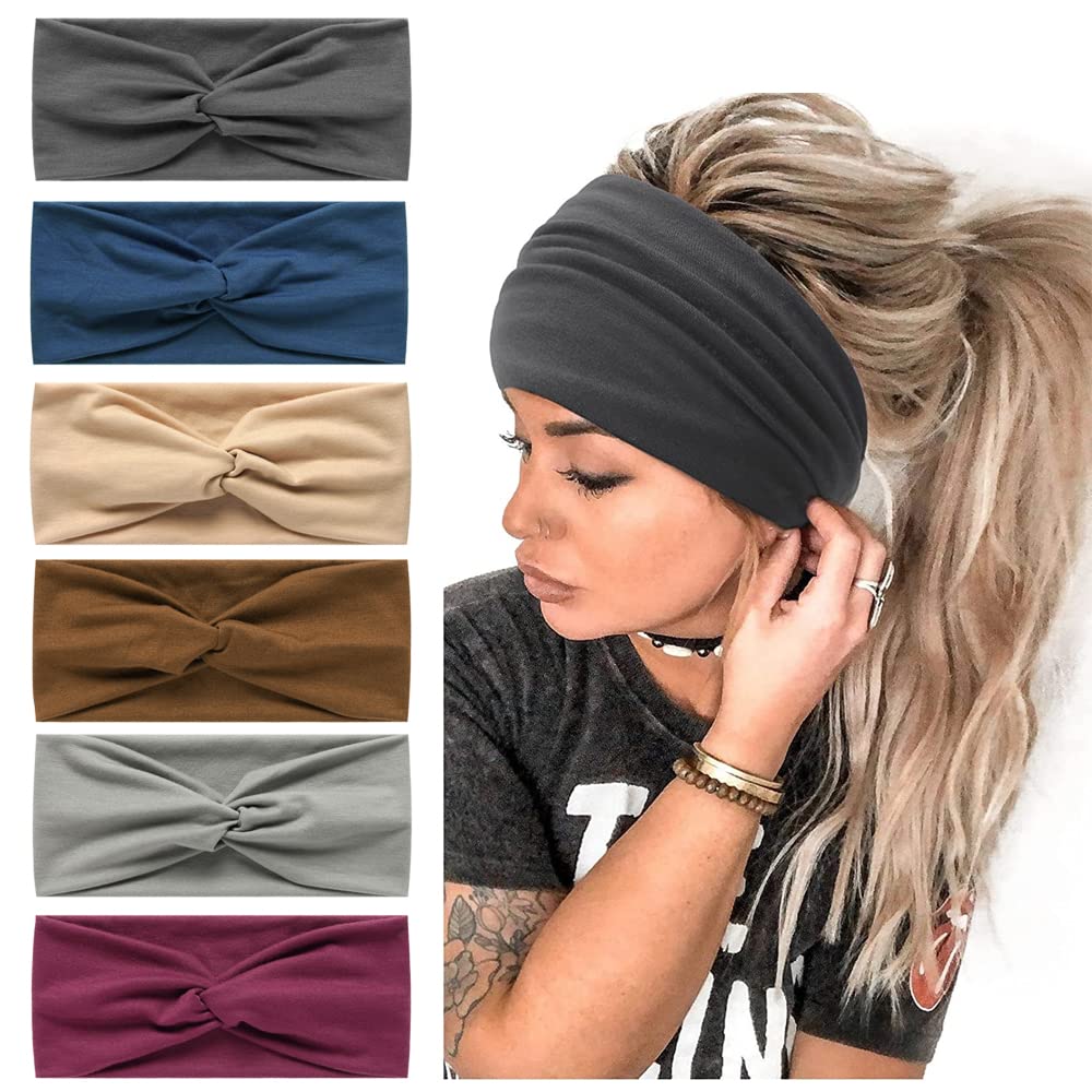 Wide Hair Band Head Scarfs for Women Fabric Elastic Soft Boho Headband Flower head wrap Bandanas for Women Yoga Sport Hairbands (NP6COLOR1) — image 1