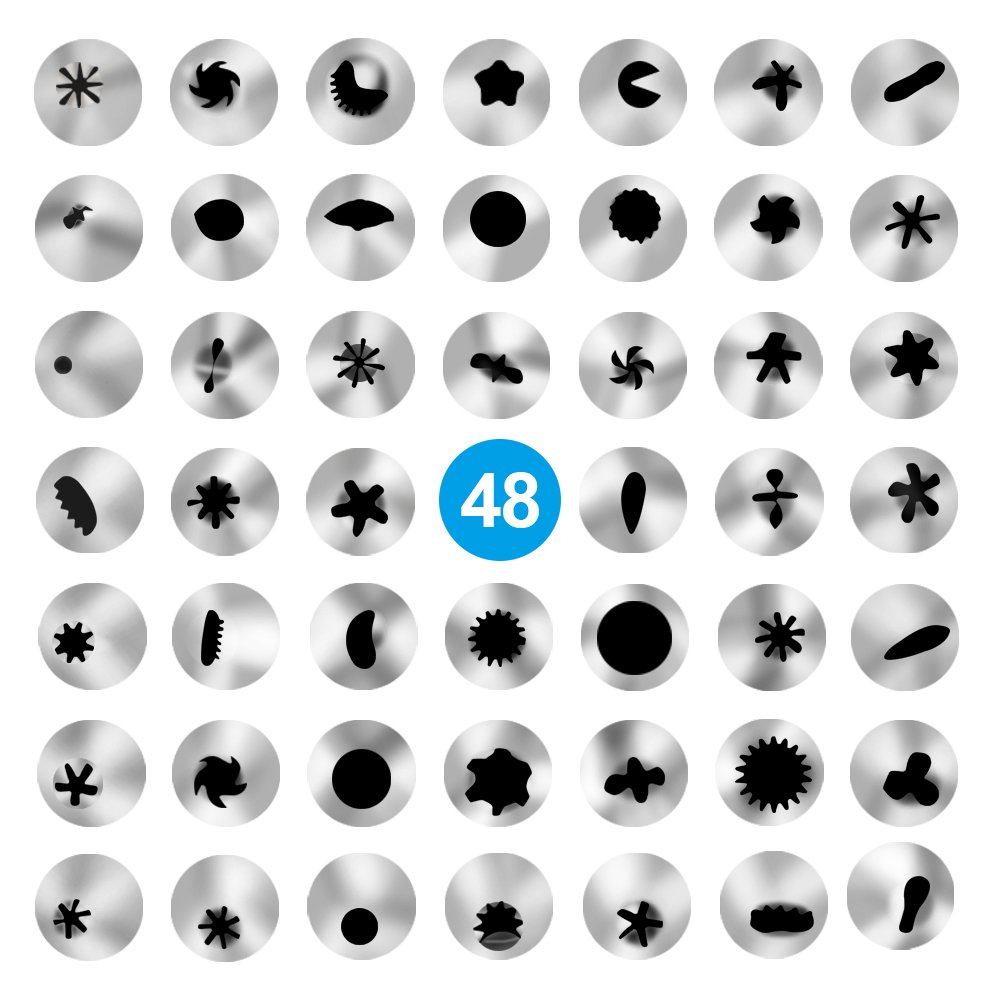 Cake Cupcake Decorating Supplies Kit 53pcs, Yblntek 48 Cake Decoration Icing tips, 2 Flower Nails, 2 Coupler and a Silicone Pastry Bags Baking Supplies Frosting Tools Set for Cookies