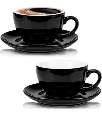 Tasse à Café En Porcelaine Avec Soucoupe - 220 Ml Pour Cappuccino, Latte Ou Thé