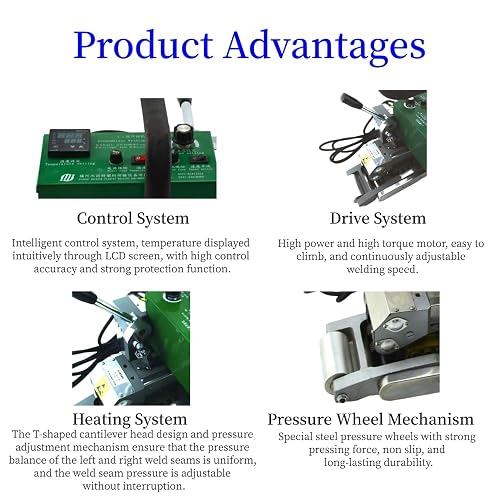 GEHPYYDS Plastic Membrane Hot Wedge Welder with Temperature and Speed Adjustable, 800wUpgrades Geo Membrane Overlap Wedge Welder, for Sealing 0.2-2.0mm Thick Membrane