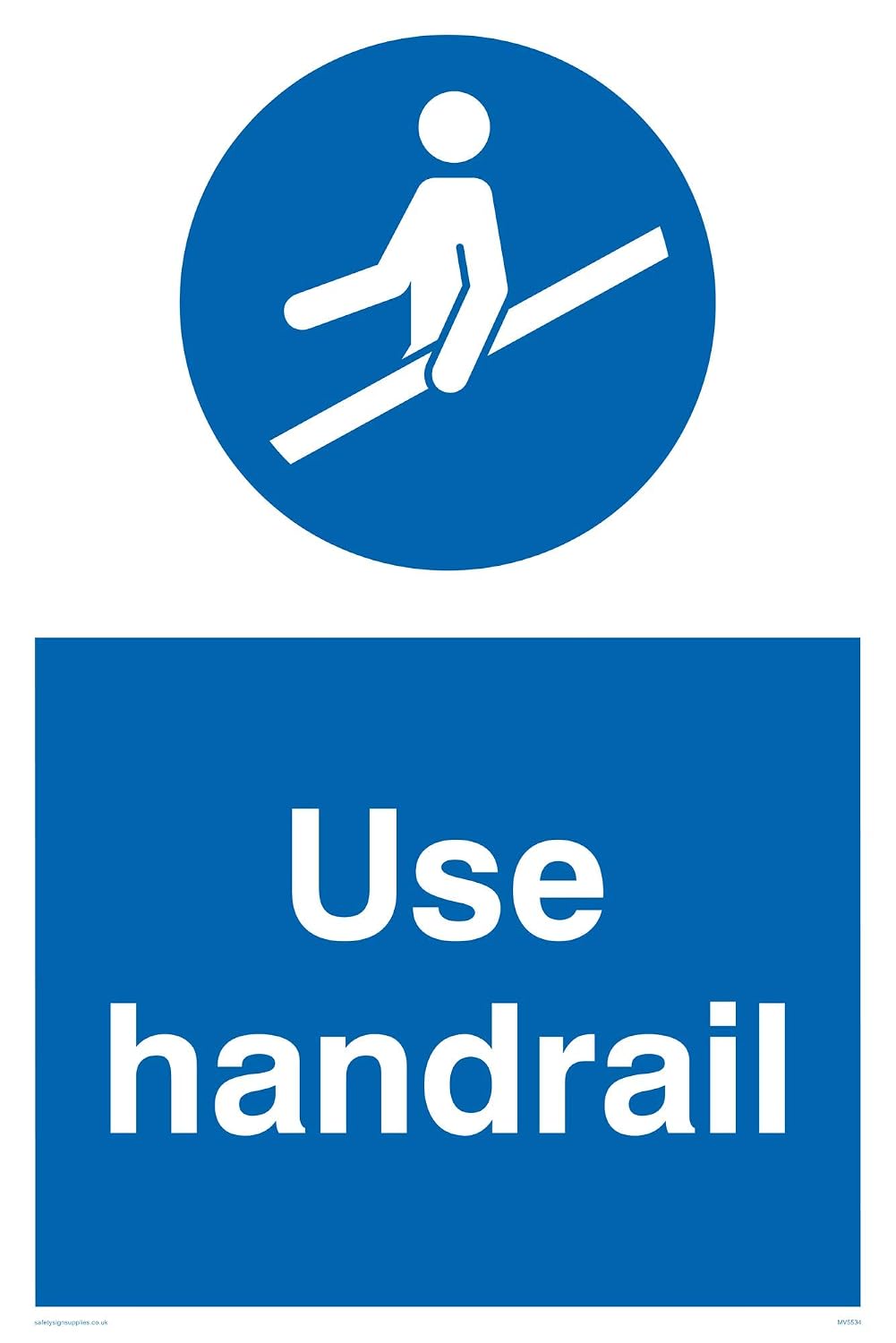 Ad05 Rails Signs Viking Signs MV5534-A2P-AC”Use Handrail” Sign, Aluminium Composite, 600 ...