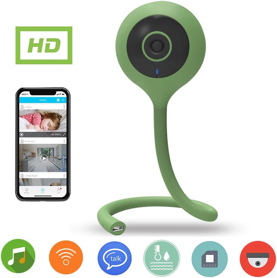 Lollipop Smart Baby Monitor, Wireless Baby Video Camera Home WiFi Security Surveillance Camera, IR Night Vision and Music Player, 2 Way Talk LED Temperature Monitoring