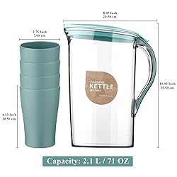 Berglander Fridge Door Water Pitcher With Lid And 4