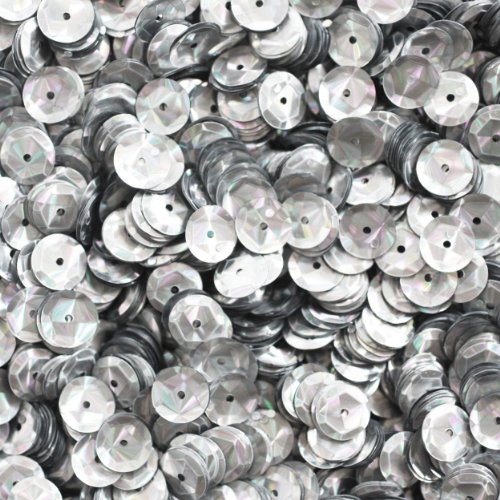 8mm Cup Facet Round SEQUIN PAILLETTES ~ Silver PRISM MULTI Reflective METALLIC ~ Loose sequins for embroidery, bridal, applique, arts, crafts, and embellishment. Made in USA