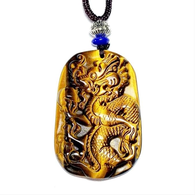 quanjiafu Collar De Dragón Colgante De Piedra De Ojo De Tigre Colgante