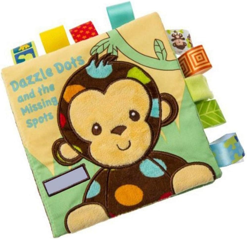 Baby Soft Crinkle Cloth Book with Color Label Early Educational Book Baby Touch & Feel Activity Toy for Newborn Boy & Girl (Monkey Shape)