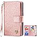 BENTOBEN Samsung Note 8 Case, Galaxy Note 8 Case Wallet Flip, Samsung Note8 Case Bling Glitter 9 Card Holder PU Leather Detachable Wrist Strap Wallet Phone Case Cover for Galaxy Note 8 Cute Rose Gold