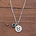 KUIYAI Stainless Steel Zodiac Sign and Birthstone Charm Necklace Bracelet (May-Taurus necklace)