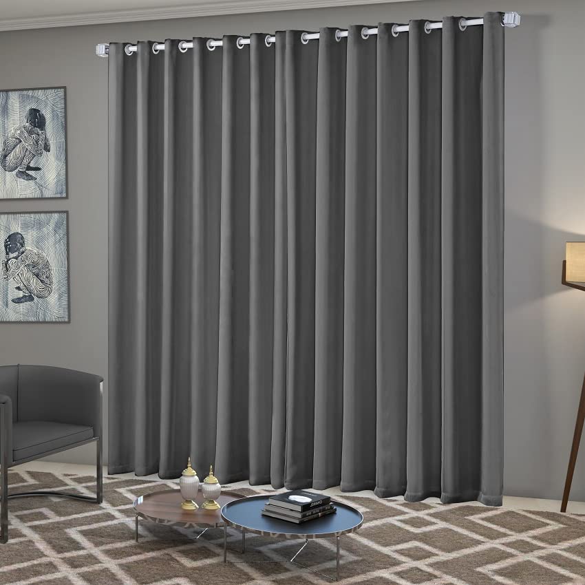 Cortina Blackout/Bleucate de Tecido Corta Para Luz Quarto e Sala 4,00m x 2,50m Altura com Ilhós Cromado Solaris - Chumbo