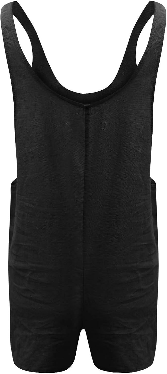aihihe Womens Plus Size Short Overalls Floral Printed Button Up Sleeveless Shorts Rompers Overalls Jumpsuits Pants: Clothing