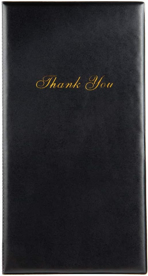 Guest Restaurant Check Faux Leather Presenter with Gold Thank You Imprint 5 1/2" x 10" (Pack of 12) (12)
