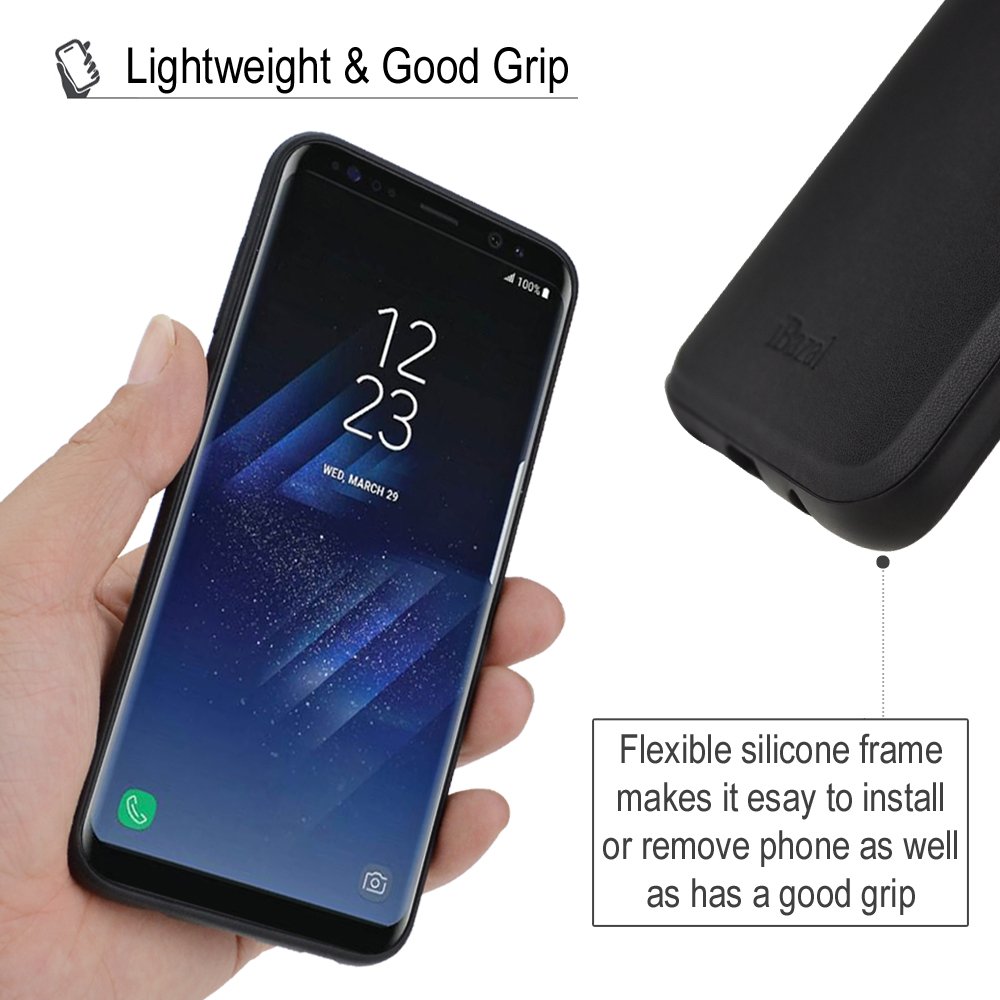 Galaxy S8 Plus Case, iBazal Card Holder Bumper Case with Carbon Fiber Design, PU Leather Back Cover Case for Samsung Galaxy S8 Plus / S8+ (2017) - Black