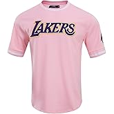 Pro Standard Mens NBA Los Angeles Lakers Classic Chenille Short Sleeve Tee Pink M