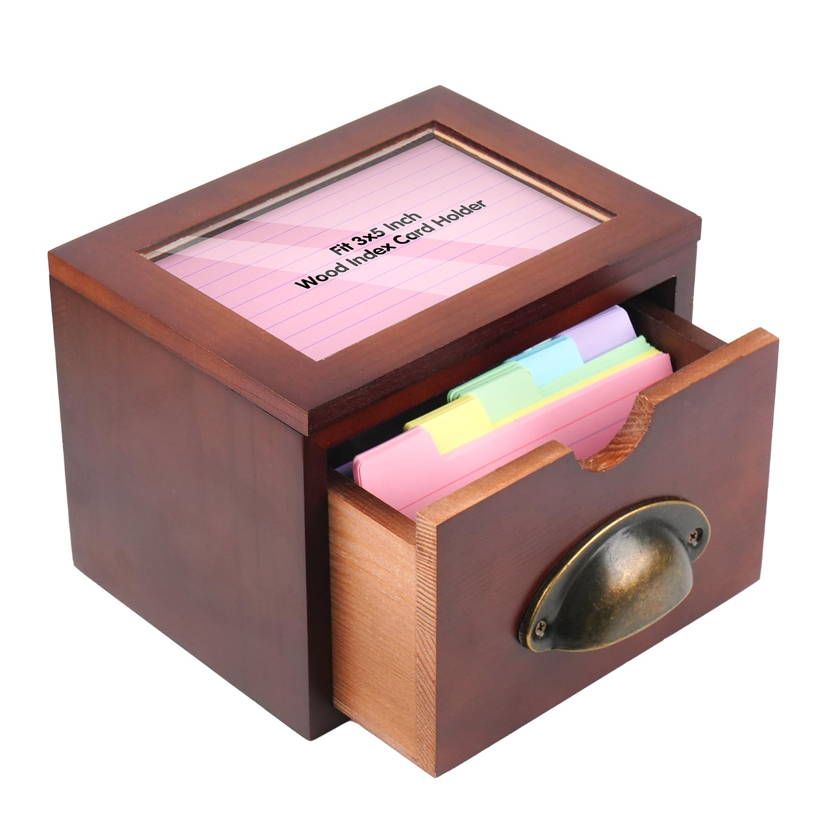 Photo 1 of Bmrewax 3x5 Index Cards Holder, Wood Index Card Organizer Box Flash Card Holder Recipe Cards Holder, Recipe Flash Card Holder for Home Office Orgainzer
