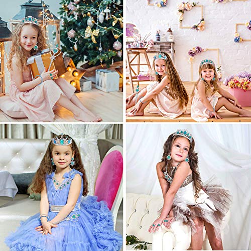 Tagitary Princess Dress Up Jewelry Dress-up Play Toy Set for Girls Jewelry with Crowns, Necklaces, Wands, Rings, Earrings Bracelets and Blue Skirt, 21 Pcs - Thumbnail 3