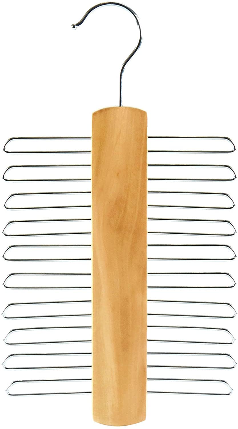 Hangerworld Wooden 20 Bar Tie Belt Rack Accessory Organiser Coat Hanger