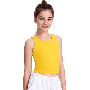 JOCMIC Girls Tank Tops Athletic Tanks with Built-in Bra Racerback Sport Top | Double-Lined, Stretchy, Workout, Yoga, Dance Cr