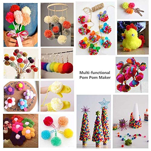 Pompom Maker Kits, BENBO 8PCS DIY Different Sizes Pom pom Knitting Loom Kit Fluff Ball Weaver Needle Craft DIY Wool Yarn Knitting Crochet Craft Tool Kit with 2PCS Thread Cutter Scissors
