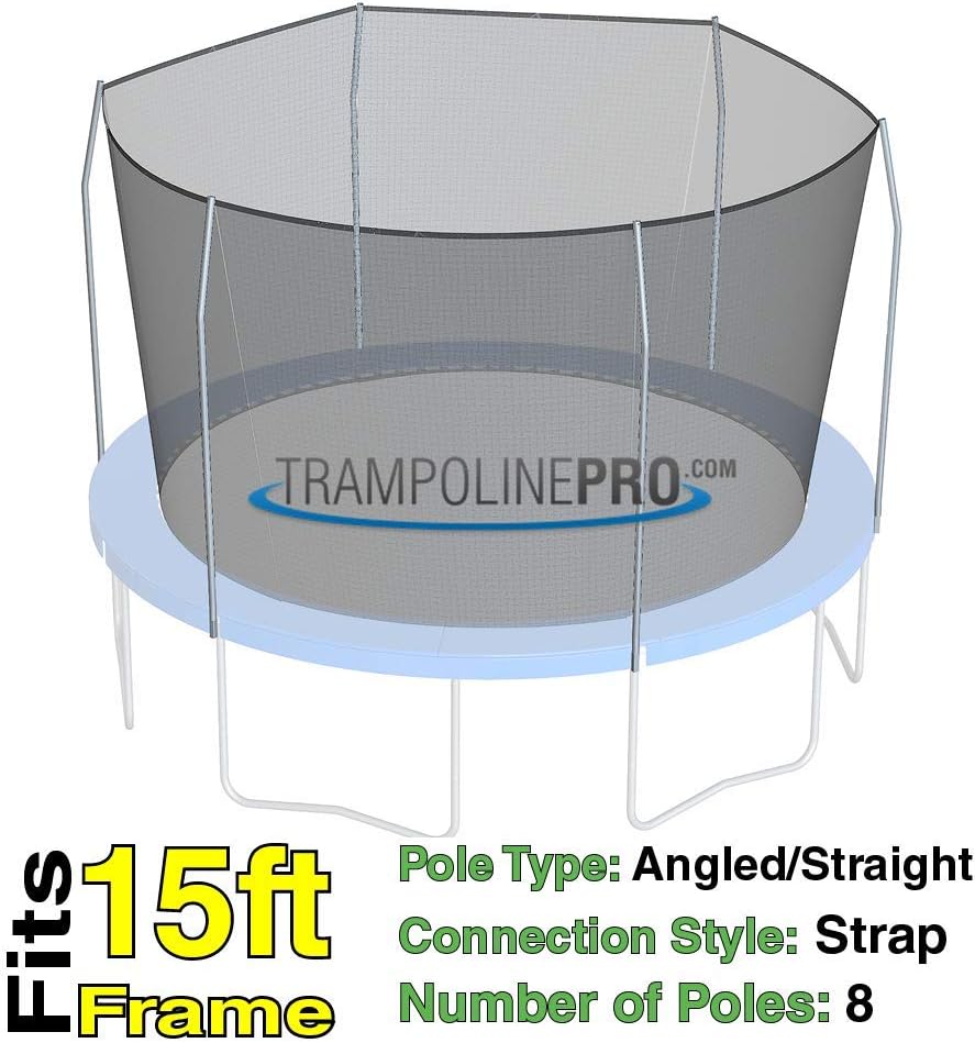 15 ft Trampoline Replacement Net with Straps for 8 Poles | Poles Not Included