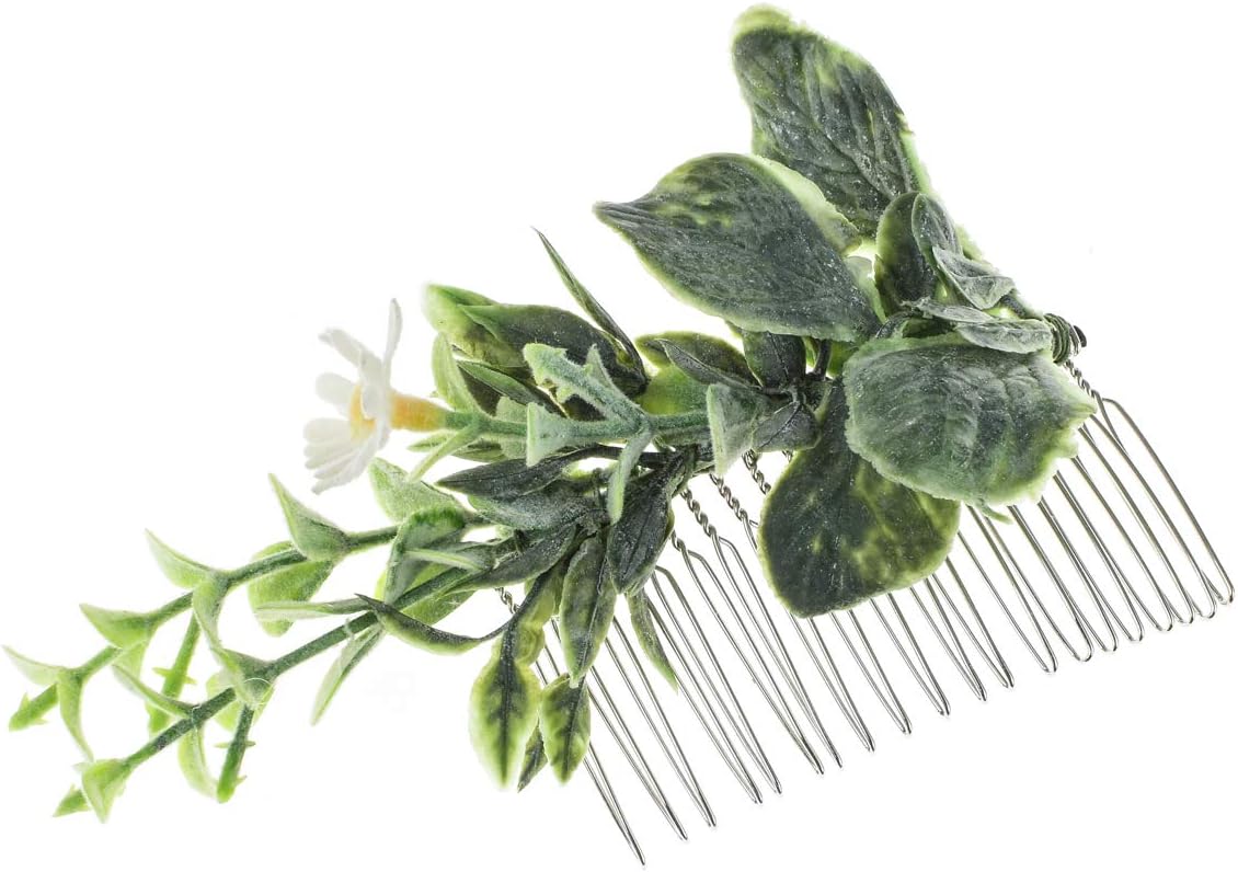 DDazzling Green Leaves Hair Comb Eucalyptus Hair Comb Flower Hair Piece Bridal