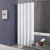 Furlinic White Shower Curtain 47x72 In Polyester Waterproof Washable 8 Hooks view 2