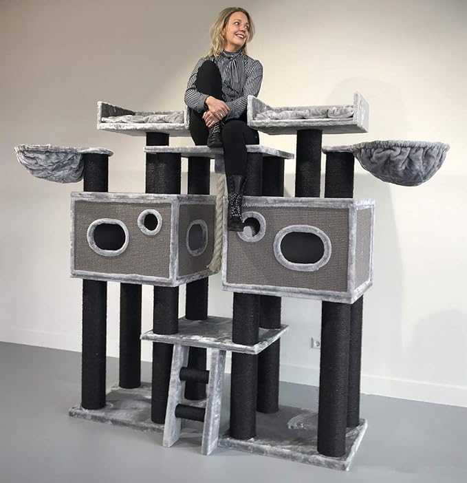 Tiragraffi per gatti grandi Royal Cat Palace Blackline Grigio chiaro