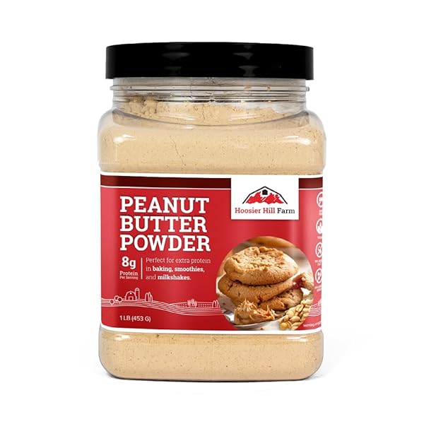 HOOSIER HILL FARM PEANUT BUTTER POWDER, 1LB (PACK OF 1), NO ADDITIVES, 100% PEANUT POWDER, 8G OF PROTEIN PER SERVING