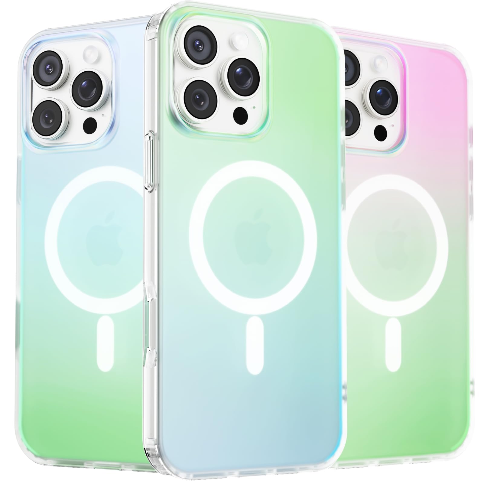 ORNARTO Compatible with iPhone 16 Pro Max for MagSafe Case,Shockproof Protective Rainbow Case,Wireless Charging Magnetic Phone Cases Cover 6.9inch-Aurora