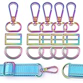 Rainbow Swivel Clasp Claw Hooks - 20mm Swivel Hook with D Rings Set Slide Buckle for Purses Keychain Lanyard 5 Set (Rainbow)