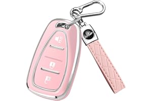 QBUC Key Fob Cover for Chevy, Car Key Fob Case with Keychain for Equinox 2018-2022 Sonic 2017-2020 Spark 2016-2022 Traverse Trailblazer Trax Accessories Protector (Pink)