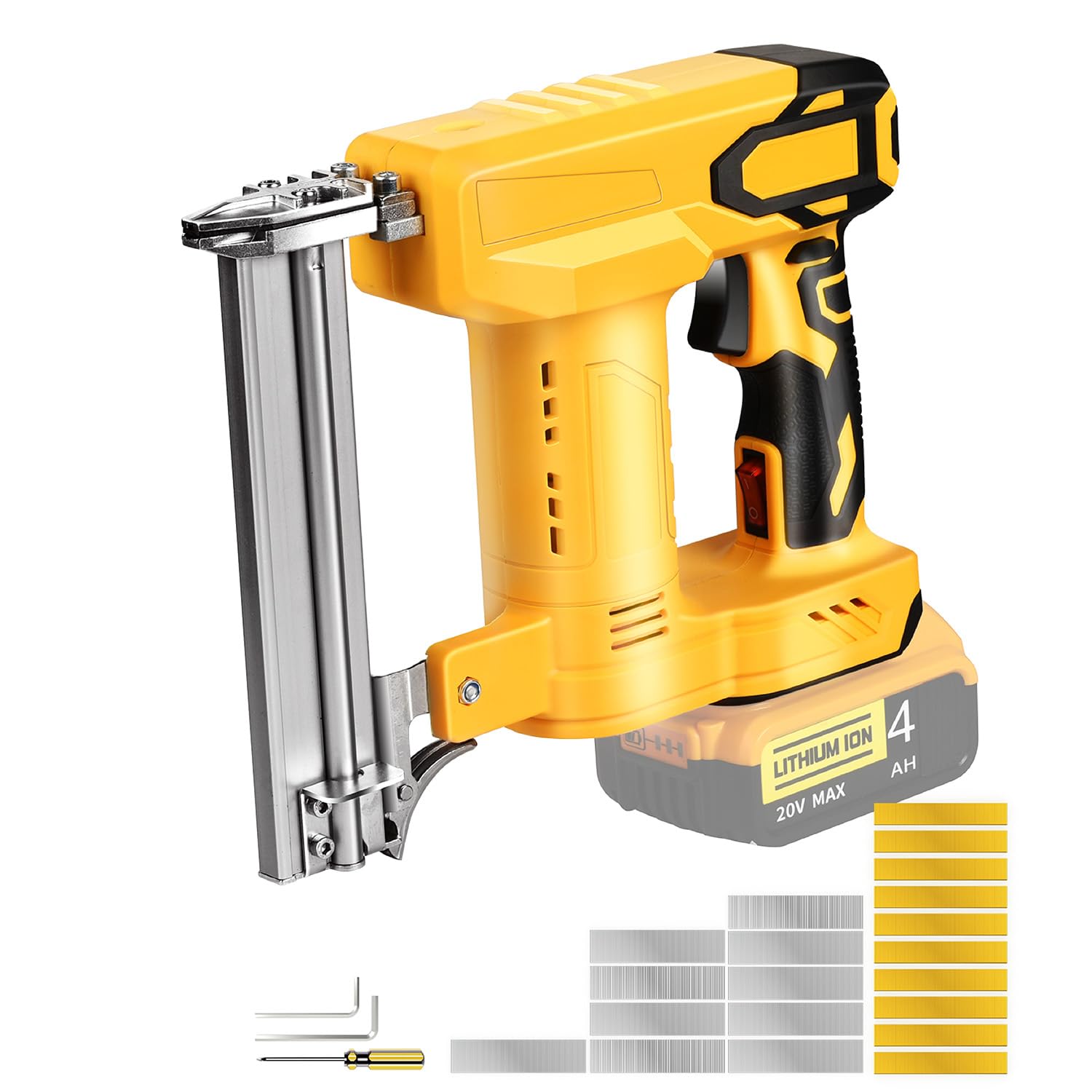 Photo 1 of 18 Gauge Brad Nailer/Narrow Crown Stapler Compatible with Dewalt 20V MAX Battery(NO Battery) 2 in 1 Cordless Nail Gun with 1000 Nails and 1000 Staples for Home Improvement, DIY and Woodworking